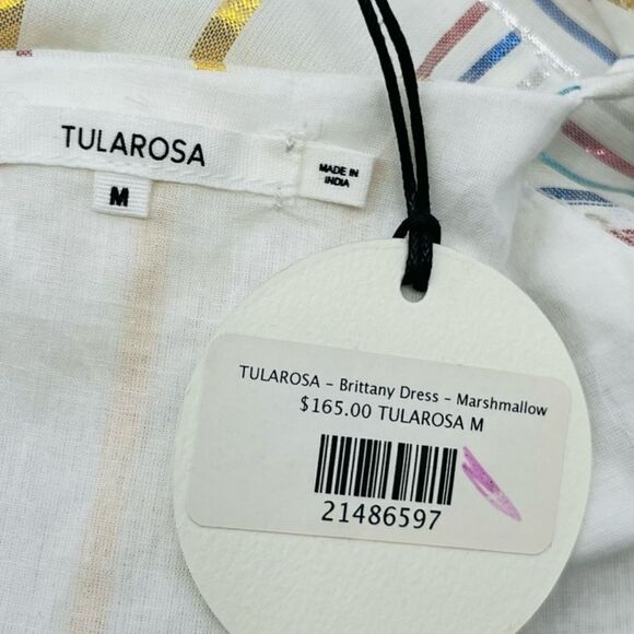 Anthropologie Tularosa Brittany Striped Ruffle Mini Dress in Marshmallow M NWT - Picture 12 of 13